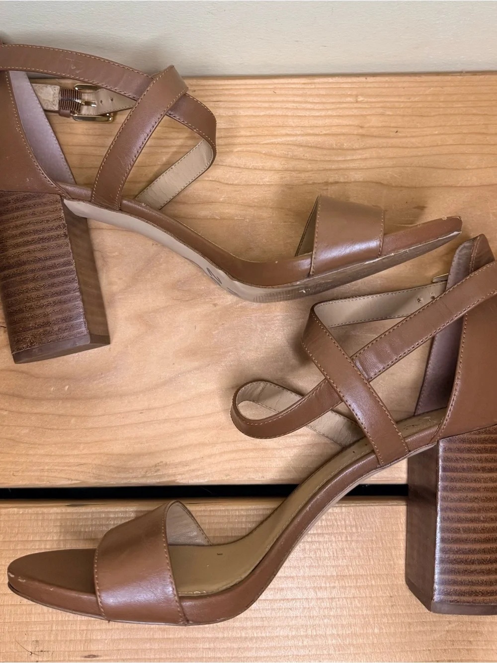 Michael Kors Serena US Sz 9 Flex Leather Ankle-Strap Sandal Brown Open Toe